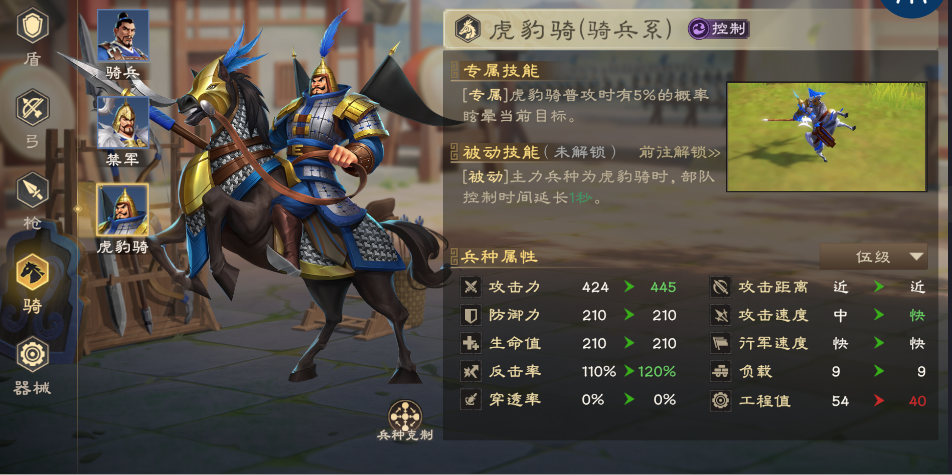 兵種詳情示意圖