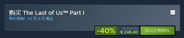 最后生還者重制版steam史低多少錢?6折特惠