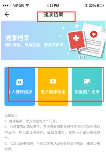 電子健康檔案界面