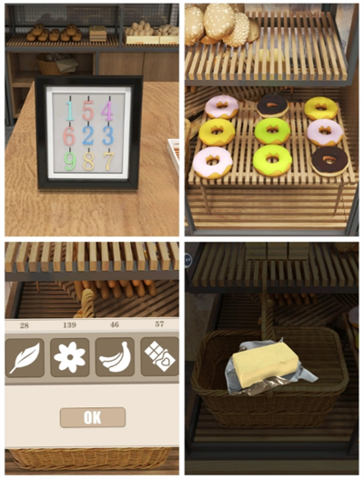 根據(jù)蛋糕數(shù)量和窗戶圖案打開柜子