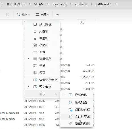 顯示文件擴展名