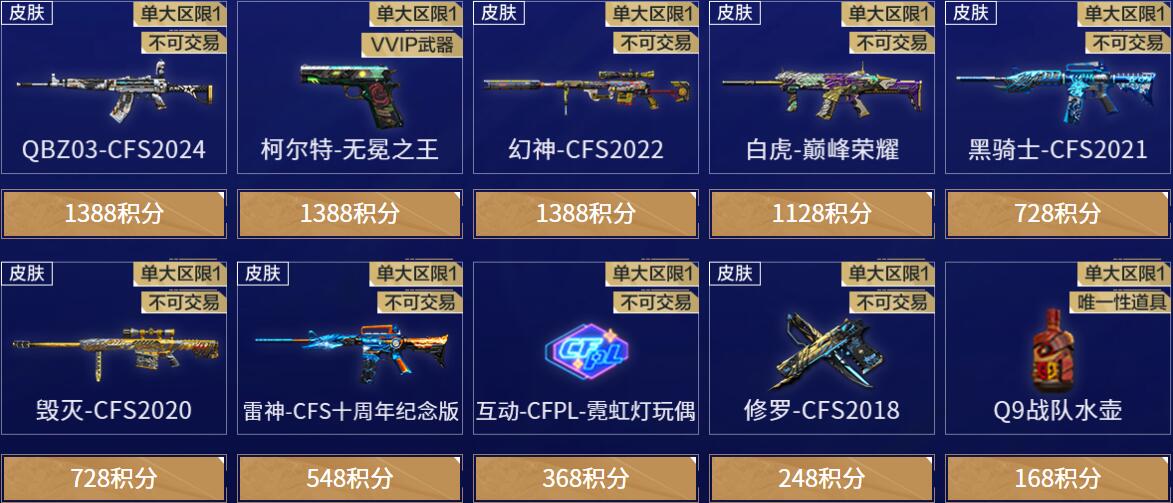 保底積分兌換界面
