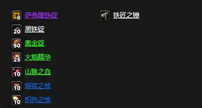 薩弗隆之錘材料清單
