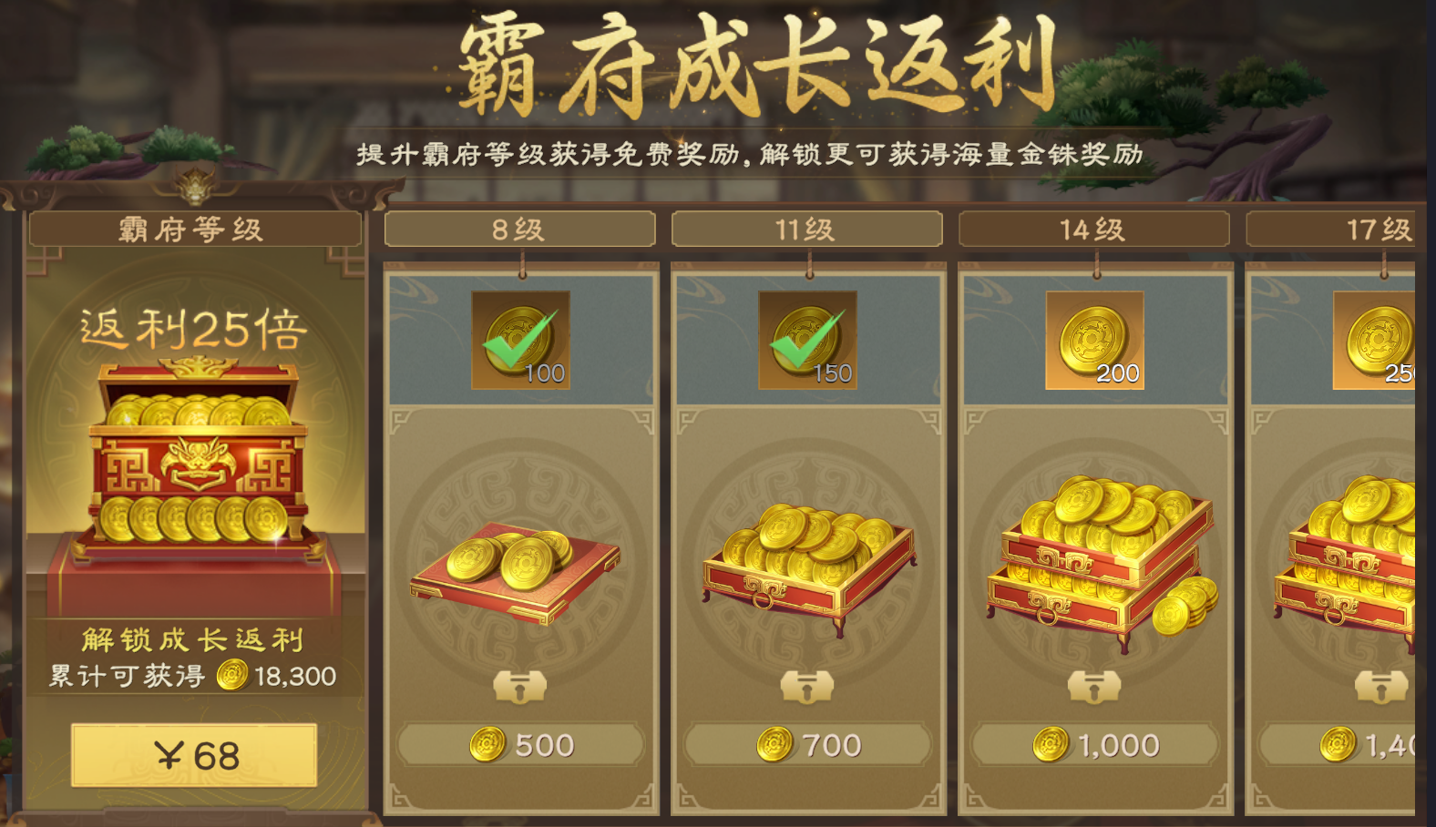 霸府成長返利截圖