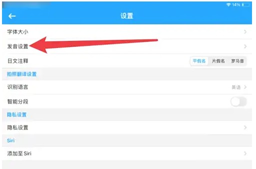 發(fā)音設(shè)置頁(yè)面